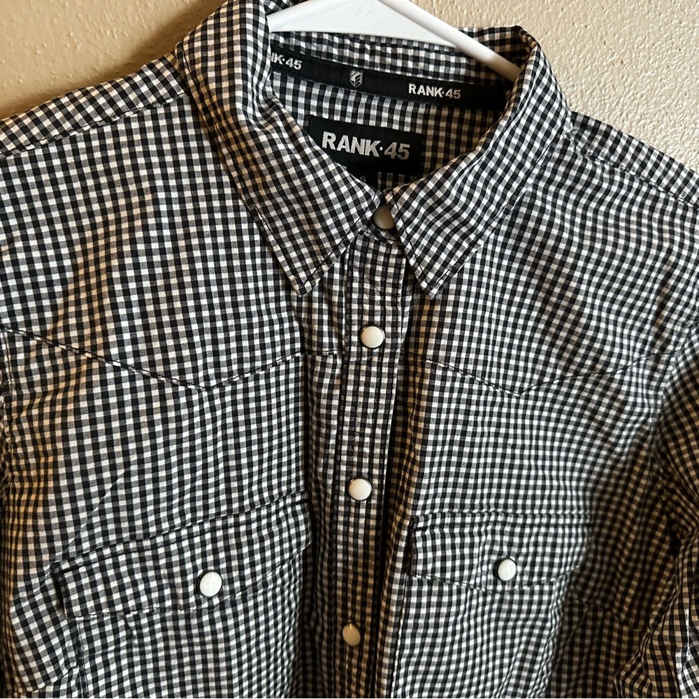 Rank 45 Black and White Checkered Shirt